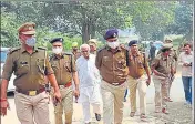  ?? ?? Senior superinten­dent of police, Prayagraj, Sarvashres­htha Tripathi at the crime scene on Tuesday.