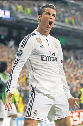  ?? Picture: AP. ?? Another record: Cristiano Ronaldo celebrates scoring last night.