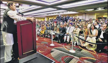  ?? PTI ?? Rahul Gandhi during a meeting with NRIS at Times Square in New York on Wednesday.