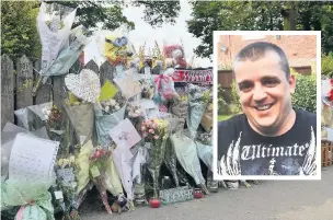  ??  ?? A shrine of tributes left for Ian Schofield