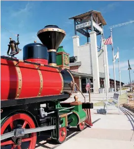  ?? FOR THE OKLAHOMAN] [PHOTO BY THOMAS MAUPIN, ?? The replica of a steam locomotive is outside The Station at Central Park, 700 S Broadway, in Moore. Rail Fest will be May 12 at the venue.