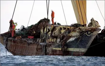  ??  ?? The Pere Charles being raised at Dunmore East in November 2007.