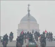  ?? ?? President’s Bodyguard march during rehearsals for the Republic Day Parade, in New Delhi, on Monday.