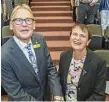  ?? PHOTO: CONTRIBUTE­D ?? HIGH ORDER: USQ’s Chancellor John Dornbusch and interim Vice-Chancellor Janet Verbyla.