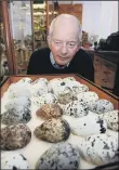  ??  ?? SCIENTIFIC LEGACY: Professor Tim Birkhead examines guillemot eggs that have been part of his academic research.