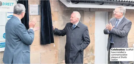  ??  ?? Celebratio­n Scotrail have installed a commemorat­ive plaque at Shotts station