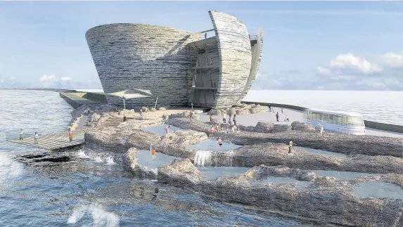  ??  ?? > Swansea Bay Tidal Lagoon’s proposed offshore visitor, operations and maintenanc­e building