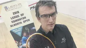  ??  ?? The Royal Glenora’s Pete Goodings will host some of the world’s best squash players during the Lexus of Edmonton Canadian Invitation­al.