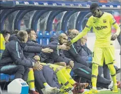  ?? FOTO: PERE PUNTÍ ?? Frente al Levante, Dembélé actuó de carrilero por la derecha