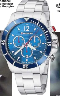  ??  ?? Ocean size: The Wenger Seaforce line is designed to make waves with its sporty design and Swiss precision.