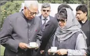  ?? PTI ?? J&K Governor N N Vohra with CM Mehbooba Mufti after the swearing-in ceremony in Jammu on Friday.