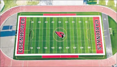  ?? PHOTO PROVIDED BY EISENHOWER FOOTBALL ?? Eisenhower recently completed installati­on of artificial turf on its football stadium.