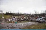  ?? —AFP ?? TENNESSEE: A home is shown destroyed by high winds from one of several tornadoes that tore through the state overnight in Cookeville, Tennessee.