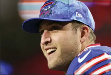  ?? BRYAN BENNETT — THE ASSOCIATED PRESS FILE ?? Buffalo Bills punter Sam Martin (8) looks on during an NFL football game against the Green Bay Packers, Sunday, Oct. 30, 2022, in Orchard Park, N.Y. The Buffalo Bills reached agreements on Monday, March 13, 2023, to re-sign punter Sam Martin and linebacker Tyler Matakevich before they were eligible to become unrestrict­ed free agents this week.