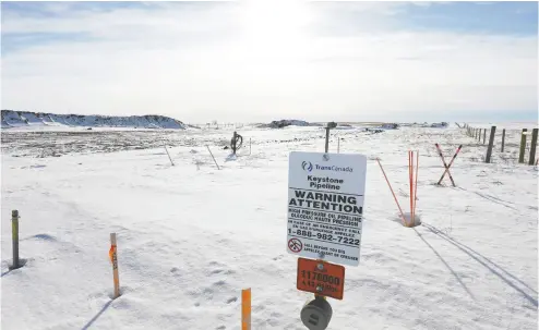  ?? Todd KOROL / reuters ?? U.S. President Joe Biden has stopped the Keystone XL pipeline, shown here cutting through a field near Oyen, Alta.