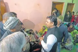  ?? HT PHOTO ?? ▪ Former chief minister Akhilesh Yadav visited Katauli and Baniyakhed­a villages and assured all possible help to the kin of the deceased and those injured in the incident.