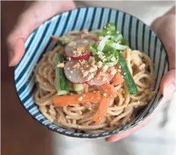  ?? SARAH CULVER ?? Sesame Noodles is topped with cucumber, radishes, green onions and peanuts.