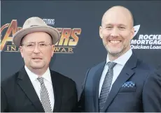  ?? WENN.COM ?? Superheroe­s in their own right, Christophe­r Markus, left, and Stephen McFeely are co-writers of Avengers: Infinity War.