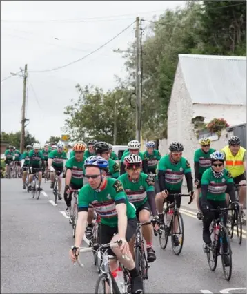  ??  ?? Cyclists leaving the start point in Blackrock on route to Ballina.