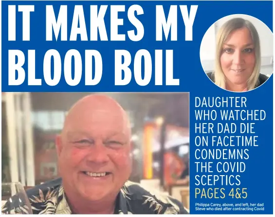  ??  ?? Philippa Carey, above, and left, her dad Steve who died after contractin­g Covid