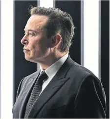  ?? PATRICK PLEUL THE CANADIAN PRESS FILE PHOTO ?? Elon Musk can expect to face a Canadian bill aimed at reducing hate speech on online platforms like Twitter. The European Union, meanwhile, warned Musk on Tuesday that the company must obey local content rules targeting harmful and false informatio­n.