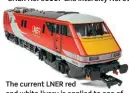  ?? ?? The current LNER red and white livery is applied to one of the three Class 91s set for release in the coming weeks as No. 91118.