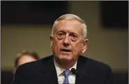  ?? RICCARDO SAVI/SIPA USA ?? Retired Marine Corps general James Mattis testifies before the Senate Armed Services Committee on his nomination to be the next secretary of defense on Thursday in the Dirksen Senate Office Building in Washington, D.C.
