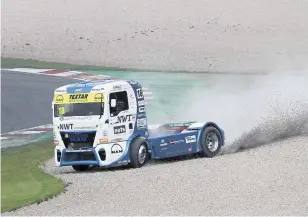  ??  ?? John Newell went off-roading at Donington Park in the Britishtru­ck Racing series