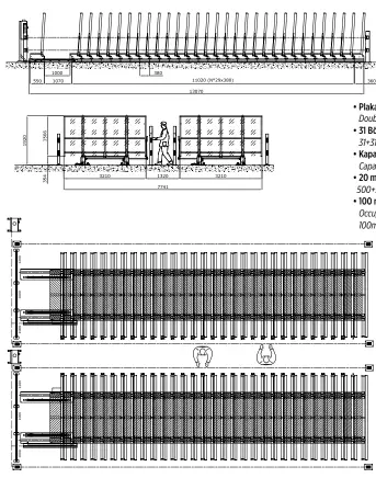  ??  ?? • Plakalar Double compact için kompakt storage çiftli system depolama for slabs • 31 Bölme 31+31 Elements/positions • Kapasite Capacity • 20 mm 500 plaka 500+500 slabs (20mm) • 100 m² alan Occupied space on the floor: 100m² 10 slabs/m²