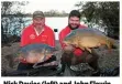  ??  ?? Nick Davies (left) and John Flewin with two of the three winning fish.