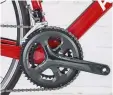  ??  ?? Shimano Tiagra caliper rim brakes. Disc-brake options available The R872 comes with Tiagra groupset; 105 is an option at a cost TOP ABOVE