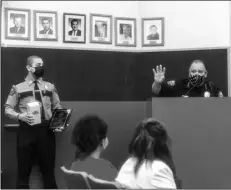  ?? PHOTO VINCENT OSUNA ?? Calexico Police Department police chief Gonzalo Gerardo (right) speaks while at the podium during the Calexico City Council meeting on Wednesday.