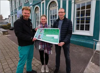  ?? Photo by Christy Riordan. ?? Pictured outside the Cahersivee­n Carnegie Community Centre promoting their fundraisin­g drive for Friends of the Centre were l-r; Alan Landers(Chairman), Marian Cournane(Committee) & Eamon Casey(Treasurer).