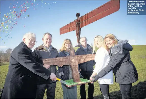  ??  ?? Celebratio­ns take place at the Angel of the North to mark the sculpture’s 20th anniversar­y