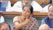  ?? PTI ?? Defence minister Nirmala Sitharaman in the LS on Friday.