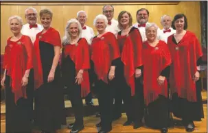  ?? Submitted photo ?? ENSEMBLE: Gaining popularity as a select vocal ensemble, Voices Rising looks forward to providing more musical experience­s during the coming year. Group members include, front, from left, Ruth’e Korelitz, Jill Fitzgerald, Fran Stroud, Carmen Edwards,...