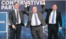  ?? GAVIN YOUNG/ FILES ?? A political action committee’s activities focused on the formation of the UCP and the party’s leadership race, which saw the election of Jason Kenney, centre.