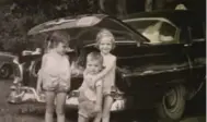  ??  ?? From left, Denise, John and Gail Beck (Kristine Hubbard’s mother) as kids in front of their father’s cab, which doubled as the family car. Jim Beck opened a taxi garage in 1964.