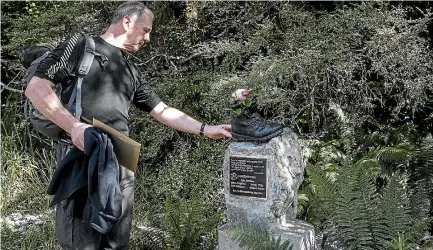  ?? PHOTO: IAIN MCGREGOR/FAIRFAX NZ ?? Michael Wilby travelled from England to pay tribute to his brother, Jeffrey Wilby, who died in the mountainee­ring incident in 1966.