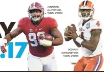  ??  ?? DESHAUN WATSON BY USA TODAY SPORTS JONATHAN ALLEN BY USA TODAY SPORTS