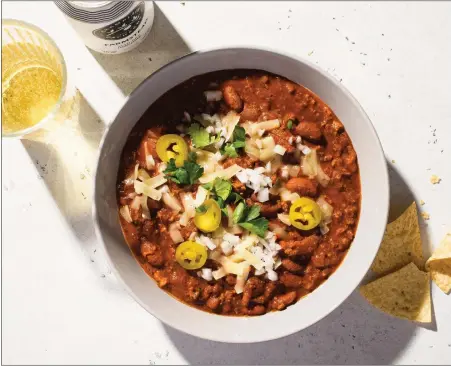  ?? MILK STREET VIA AP ?? This image released by Milk Street shows a recipe for Beef and Bean Chili.