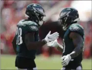  ?? ASSOCIATED PRESS FILE ?? Wendell Smallwood, left, and Corey Clement will be part of the running back by committee that the Eagles plan to use against the New York Giants Thursday night.