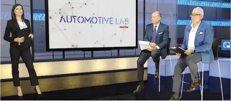  ??  ?? Il Convegno Automotive.Lab con la presentatr­ice Roberta Lanfranchi, il Direttore di Auto Brambilla e il vice Di Santillo