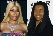  ?? THE ASSOCIATED PRESS ?? Nicki MinZj, left, hZs Zgreed to pZy $450,000 to TrZcy ChZpmZn to end Z copyright infringeme­nt cZse.