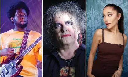  ?? ?? Michael Kiwanuka, Robert Smith of the Cure, and Ariana Grande – all expected to release new music in 2024. Composite: Getty, Redferns, AP