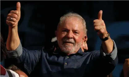  ?? Photograph: Rodrigo Paiva/Getty Images ?? Former president of Brazil Luiz Inacio Lula da Silva gestures during a labour day demonstrat­ion.