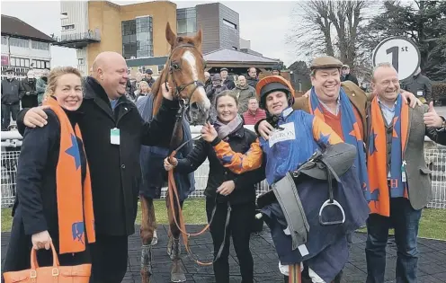  ??  ?? Winner Not Never, trained by Gary Moore and ridden by son Jamie. Photo: Jeannie Knight