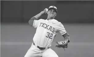  ?? AARON MARTINEZ / AMERICAN-STATESMAN ?? Texas pitcher Ty Madden throws a pitch during the NCAA regional game against Arizona State in Austin, Texas, on June 5, 2021.