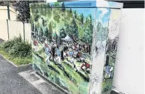  ?? PHOTO: RNZ ?? Long history . . . At Nelson’s Botanical Reserve in 1870, two local teams played the first rugby game in New Zealand. The historic first game is remembered in an artistic rendition on an electrical box.