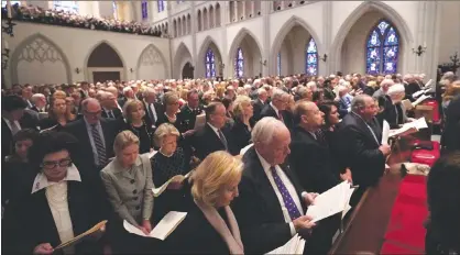  ?? AP PHOTO ?? Family and friends attend a funeral service for former president George H.W. Bush at St. Martin’s Episcopal Church on Thursday in Houston.